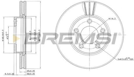 Передній гальмівний (тормозний) диск bremsi CD7311V