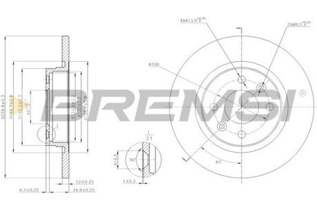 Передний тормозной диск bremsi CD7502S на Рено Twingo