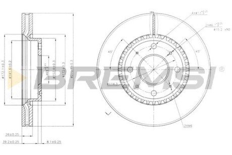 Передній гальмівний (тормозний) диск bremsi CD7528V