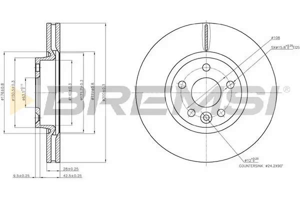 Передний тормозной диск bremsi CD7567V
