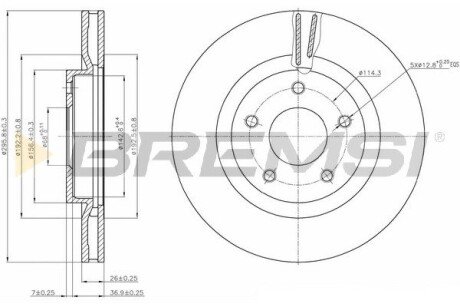 Передний тормозной диск bremsi CD7589V на Ниссан Qashqai j10