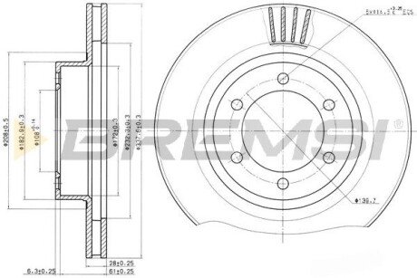 Передний тормозной диск bremsi CD7594V на Лексус Gx460