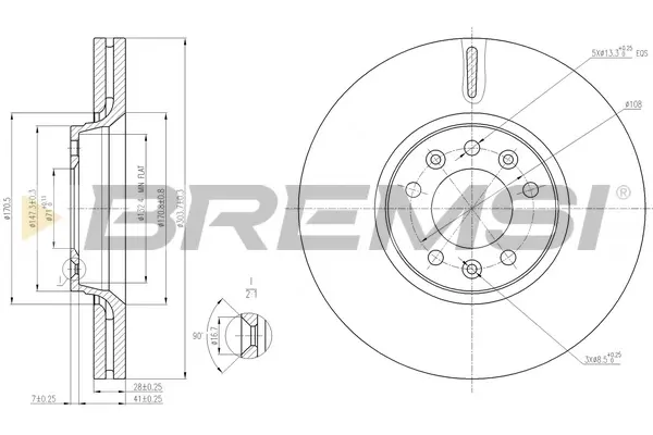 Передний тормозной диск bremsi CD7615V
