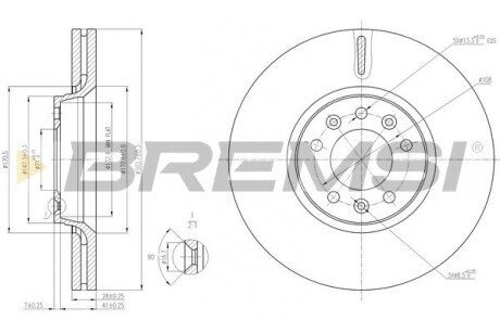 Передній гальмівний (тормозний) диск bremsi CD7615V на Пежо Експерт