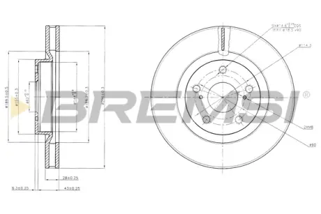 Передний тормозной диск bremsi CD7646V