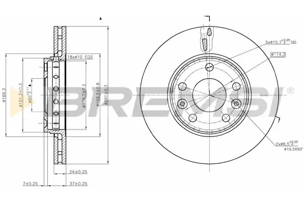 Передний тормозной диск bremsi CD7728V