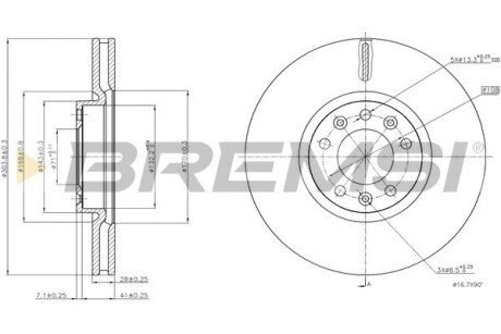 Передній гальмівний (тормозний) диск bremsi CD8156V на Пежо Ріфтер