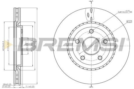 Передній гальмівний (тормозний) диск bremsi CD8216V