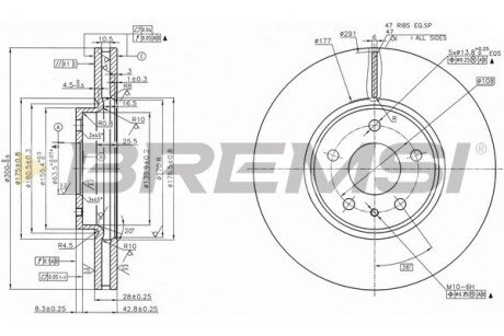 Передній гальмівний (тормозний) диск bremsi CD8337V на Форд Мондео 5