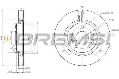 Передний тормозной диск bremsi CD8466V на Ниссан Х (икс) трейл т32