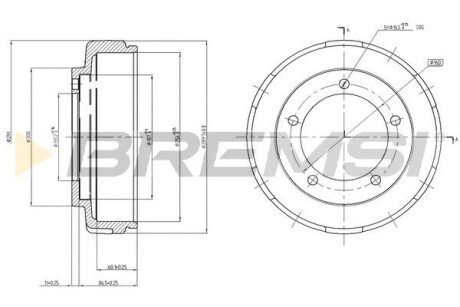 Тормозной барабан Transit V-184 R15 00- bremsi CR5647 на Форд Транзит 5