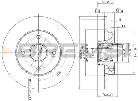 Гальмівний диск bremsi CD7560S на Ситроен С4 кактус
