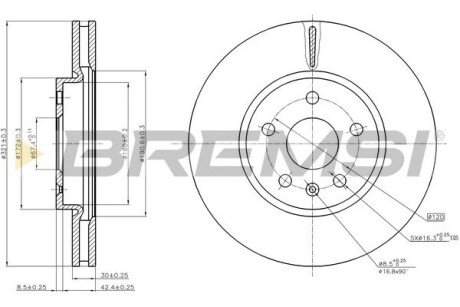 Тормозной диск bremsi CD7722V на Опель Инсигния