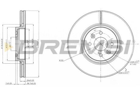 Тормозной диск перед. Renault Scenic 03- (вент.) (300x24) bremsi CD7513V на Рено Сценик 2