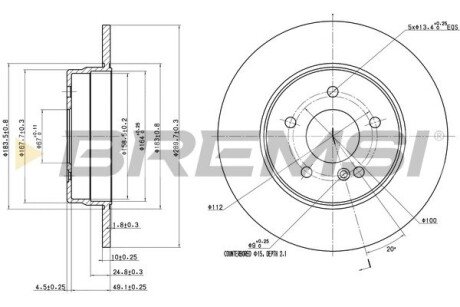 Задний тормозной диск bremsi CD6963S на Мерседес C-Class S203/CL203