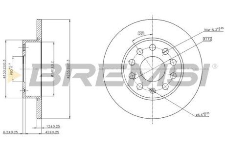 Задній гальмівний (тормозний) диск bremsi CD7276S на Сааб 9 5