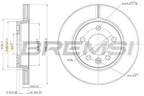 Задний тормозной диск bremsi CD7286V на Фольксваген Transporter T6