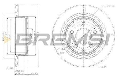 Задній гальмівний (тормозний) диск bremsi CD7579V на Рено Kaleos