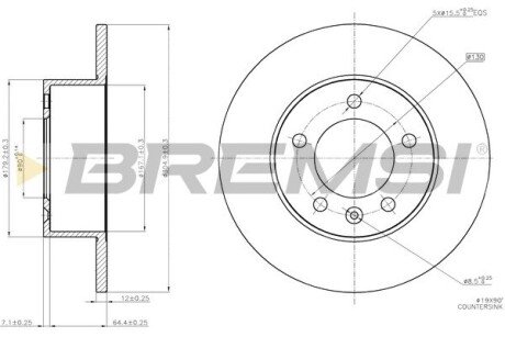 Задній гальмівний (тормозний) диск bremsi CD7975S