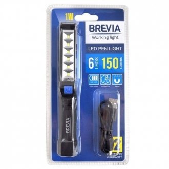 LED Pen Light 6SMD+1W LED, 150lm, 900mAh, microUSB brevia 11210