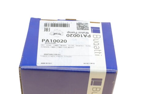 OPEL Помпа воды Astra G, Vectra B 95- bugatti PA10020