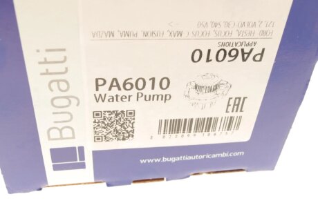 FORD Помпа воды FIESTA 1.25,1.4 16V 95- bugatti PA6010