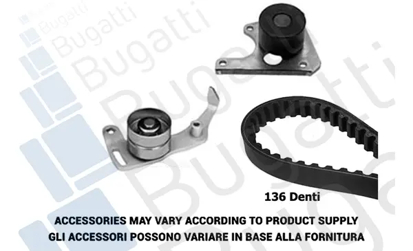 Комплект ГРМ Scudo/Jumpy/Berlingo/Expert/Partner 1.9D (XUD9) 98- BUGATTI BKCD0123 (фото 1)