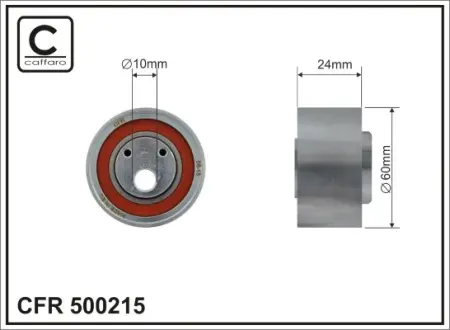60x10x24 metal Натяжний ролік Audi 100/A6 2,5TDI 94- caffaro 500215