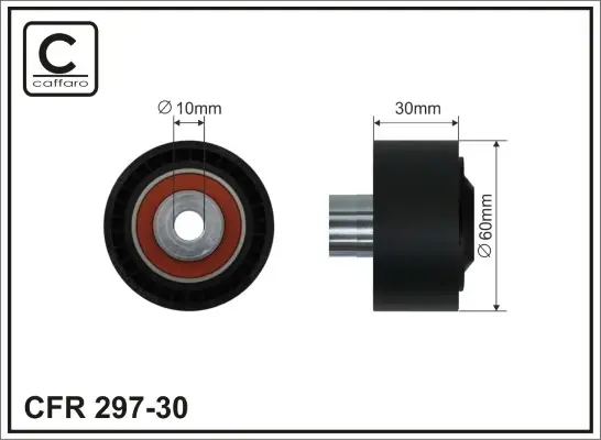 60x10x30 Ролик паска поліклинового Citroen Berlingo, C2, C3, C4, Jumpy, Nemo Fiat Scudo Peugeot 1007, 207, 307, 407, Bipper, Expert, Partner 1.4 16V-1.6HDi caffaro 297-30