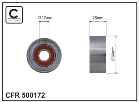 60x17x25 Ролик до натяжника паса поліклинового Renault Duster, Dacia Logan 1.4/1.6 09- caffaro 500172