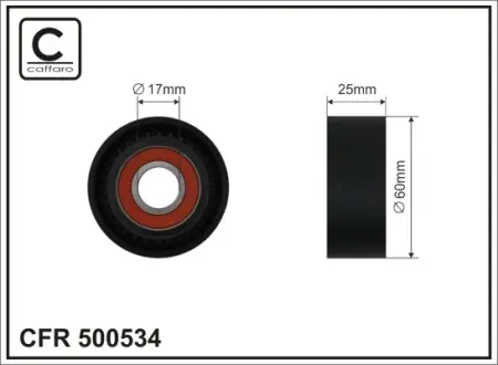60x17x25 Ролик паска приводного PSA 1,6 BlueHDI 14- Caffaro 500534