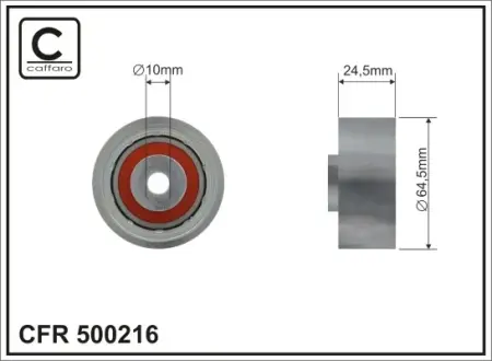 64,5x10x24,5 metal Ролик направлячий паса ГРМ Audi 100 2,5TDI 90- caffaro 500216