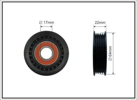 (64x17x19) Ролик паска поліклинового DB A Klass /VANO 1.6/1.7DCI/1.9/2.0/2.0CDI/2.1 caffaro 15700
