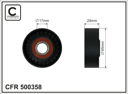 65x17x24 Ролик паска приводного AUDI A1, A3, A4, A5, Q2, Q3 SEAT ALHAMBRA, IBIZA IV, IBIZA IV ST, IBIZA V, LEON, TOLEDO IV SKODA FABIA III, KAROQ 1.0-1.5 04.12- Caffaro 500358 (фото 1)