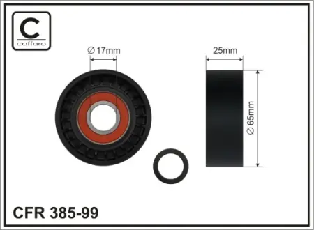 65X17X25 Ролик натяжний паска поліклинового Citroen-Crosser, Dodge Caliber, Mitsubishi Outlander II 2.4 06.06- Caffaro 38599