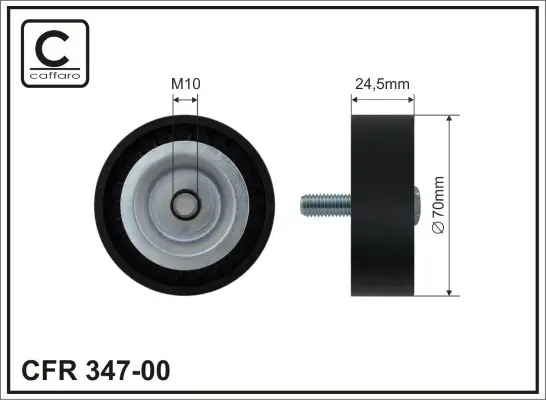 70x10x25 Ролик направляючий Citroen Crosser, Dodge Caliber, Mitsubishi Outlander II 1.8/2.0/2.4 06.06- caffaro 347-00
