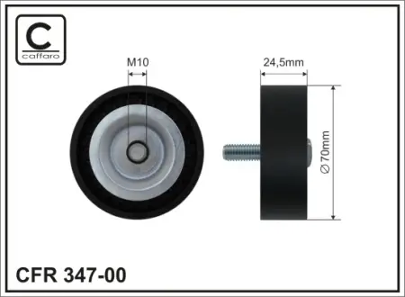70x10x25 Ролик направляючий Citroen Crosser, Dodge Caliber, Mitsubishi Outlander II 1.8/2.0/2.4 06.06- caffaro 347-00