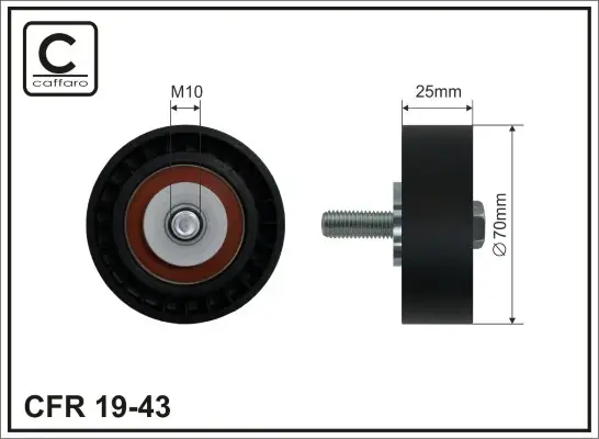 (70x10x25)Ролик натяжний поліклинового паска PSA 2.0HDI/2.2HDI caffaro 19-43