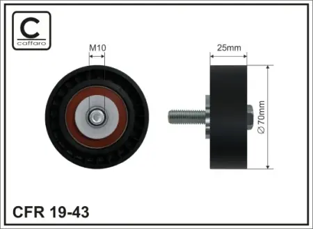 (70x10x25)Ролик натяжний поліклинового паска PSA 2.0HDI/2.2HDI Caffaro 19-43