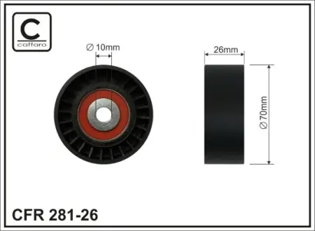 70x10x26 Ролик направл.Ford Mondeo IV, S-MAX, GALAXY 2.2 TDCi 03.08- caffaro 281-26