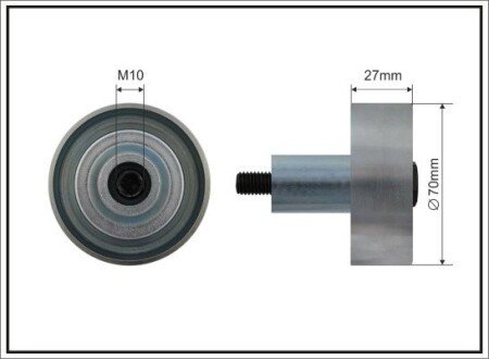 (70x10x27) Ролик натяжний паска поліклинового Hyundai Santa Fe 2.0-2.2 CRDI 12- caffaro 500479 на Киа Спортейдж 3