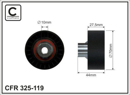 70x10x27 Ролік паска ГРМ проміжний Peugeot 207/307 1.4/1.6YHdi caffaro 325-119