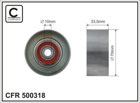 70x10x33.5 metal Ролик паска приводного Lexus RX/Toyota Camry 06- caffaro 500318 на Тойота Камри 40