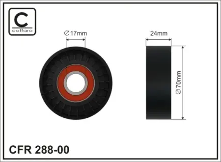 (70x17x24) Ролик до натяжника паска VW Eos, Golf V, Passat 2.0 TFSI 09.04- caffaro 288-00