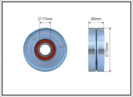 70x17x26 (metal) Ролик натяжної планки Opel Astra 1,0/1,2/1,4 (Z 14 XEP) 04- caffaro 500125