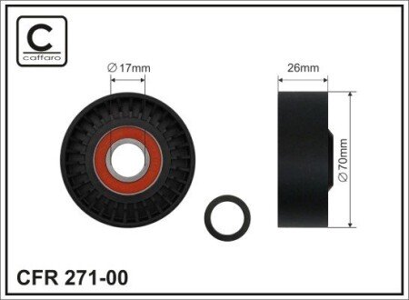 70x17x26 Ролик натяжний паска поліклинового Seat Ibiza/ Skoda Fabia/ Roomster// VW Fox, Polo 1.2 07.01- caffaro 271-00 на Сеат Ibiza 4