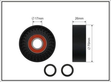 70x17x26 Ролiк паска генерат. BMW 3 (E46) 1.8D, 2.0D 01- caffaro 01-86