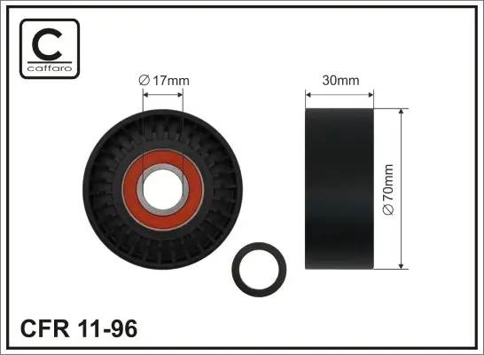 70x17x28 Ролик направл.паска поліклин. BMW 1 E81, 3 E90 3.0 09.06- caffaro 1196