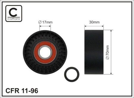 70x17x28 Ролик направл.паска поліклин. BMW 1 E81, 3 E90 3.0 09.06- caffaro 11-96