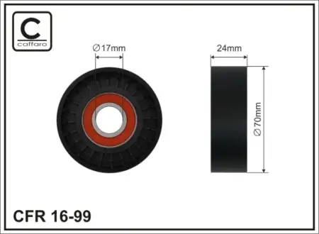 70X24X17 Ролик паска VAG A3/A4/A6/Alhambra/Leon/Octavia/Superb/Bora/Golf IV/Passat/T-5 1.9TDI 00- caffaro 1699 Сеат Леон